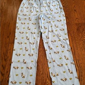 Kids Light Blue Pajama Bottoms with Puppy Print
